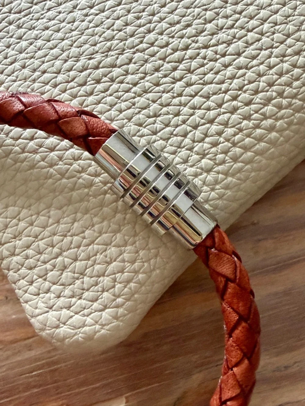 NEW Mens Bracelet Leather Braided 6mm Steel Magnetic Closure 8.5